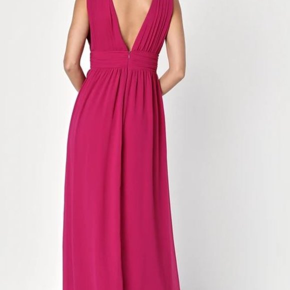 Lulus Empire Waist Pleated Chiffon Gown - worn once! - Picture 2 of 6